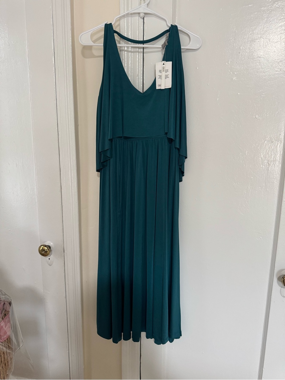 ASOS Teal Cold-Shoulder Maxi Dress